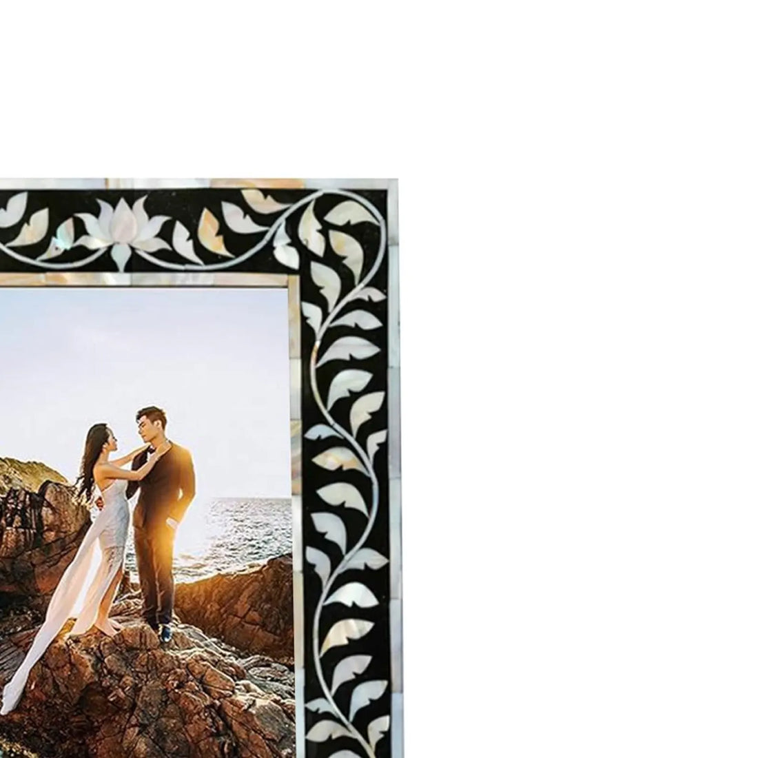Beautiful Handmade Mother of Pearl Floral Pattern Photo Frame- Available in 20 Stunning Colors
