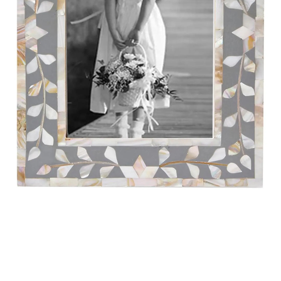 Beautiful Handmade Mother of Pearl Floral Pattern Photo Frame- Available in 20 Stunning Colors