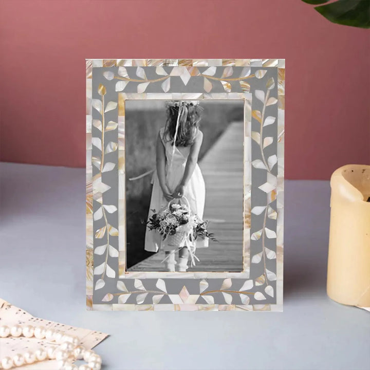 Beautiful Handmade Mother of Pearl Floral Pattern Photo Frame- Available in 20 Stunning Colors