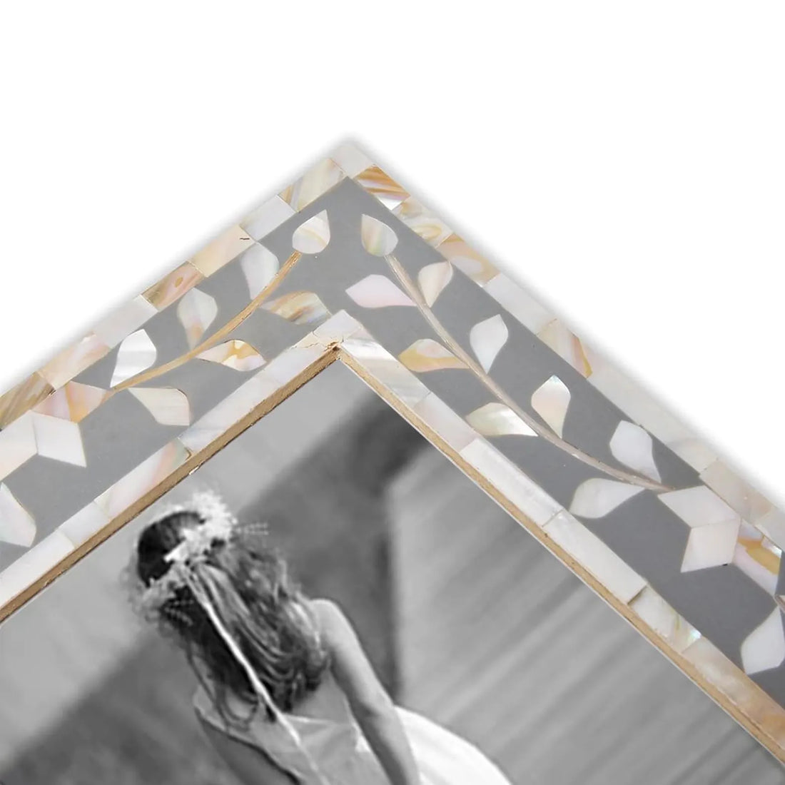 Beautiful Handmade Mother of Pearl Floral Pattern Photo Frame- Available in 20 Stunning Colors