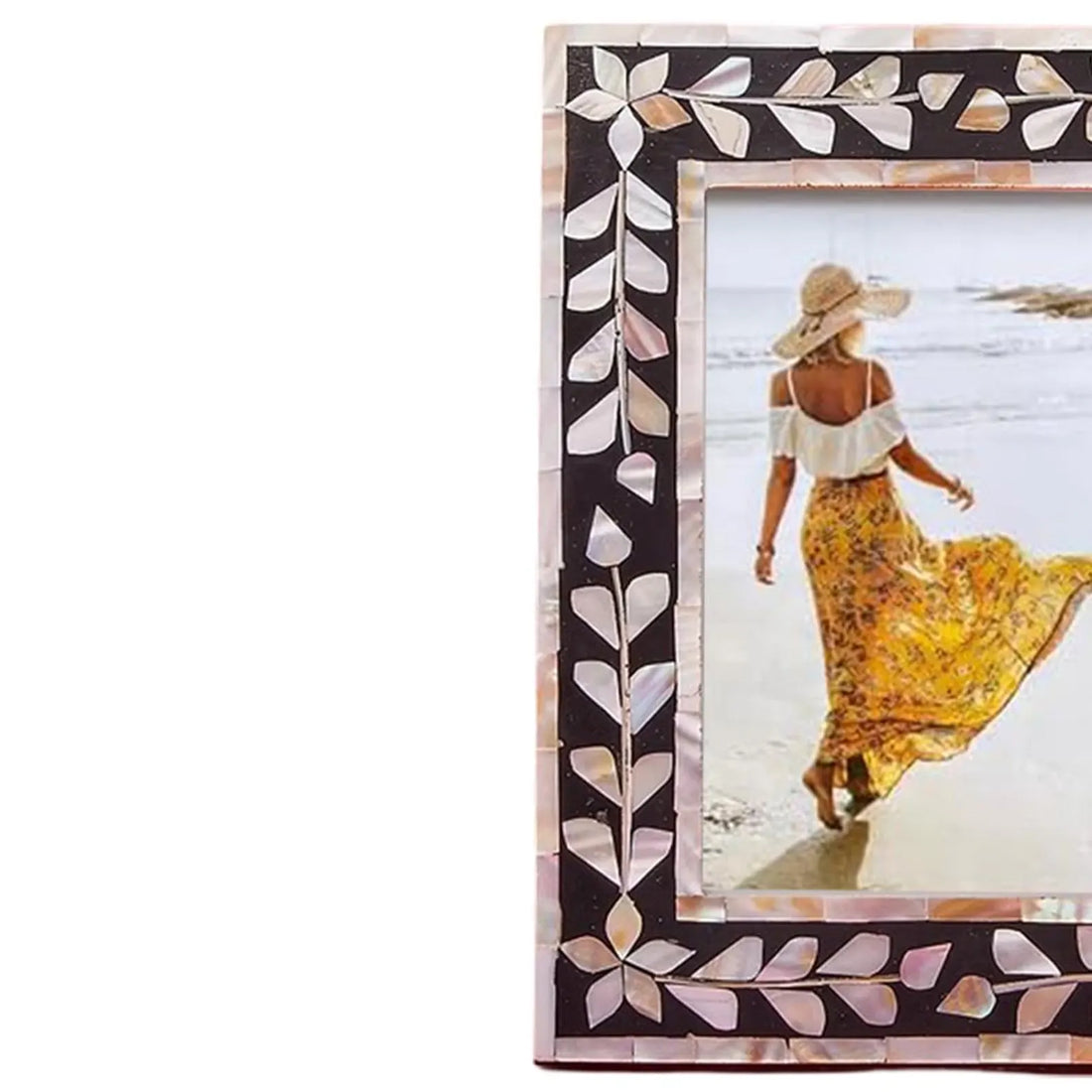 Beautiful Handmade Mother of Pearl Floral Pattern Photo Frame- Available in 20 Stunning Colors