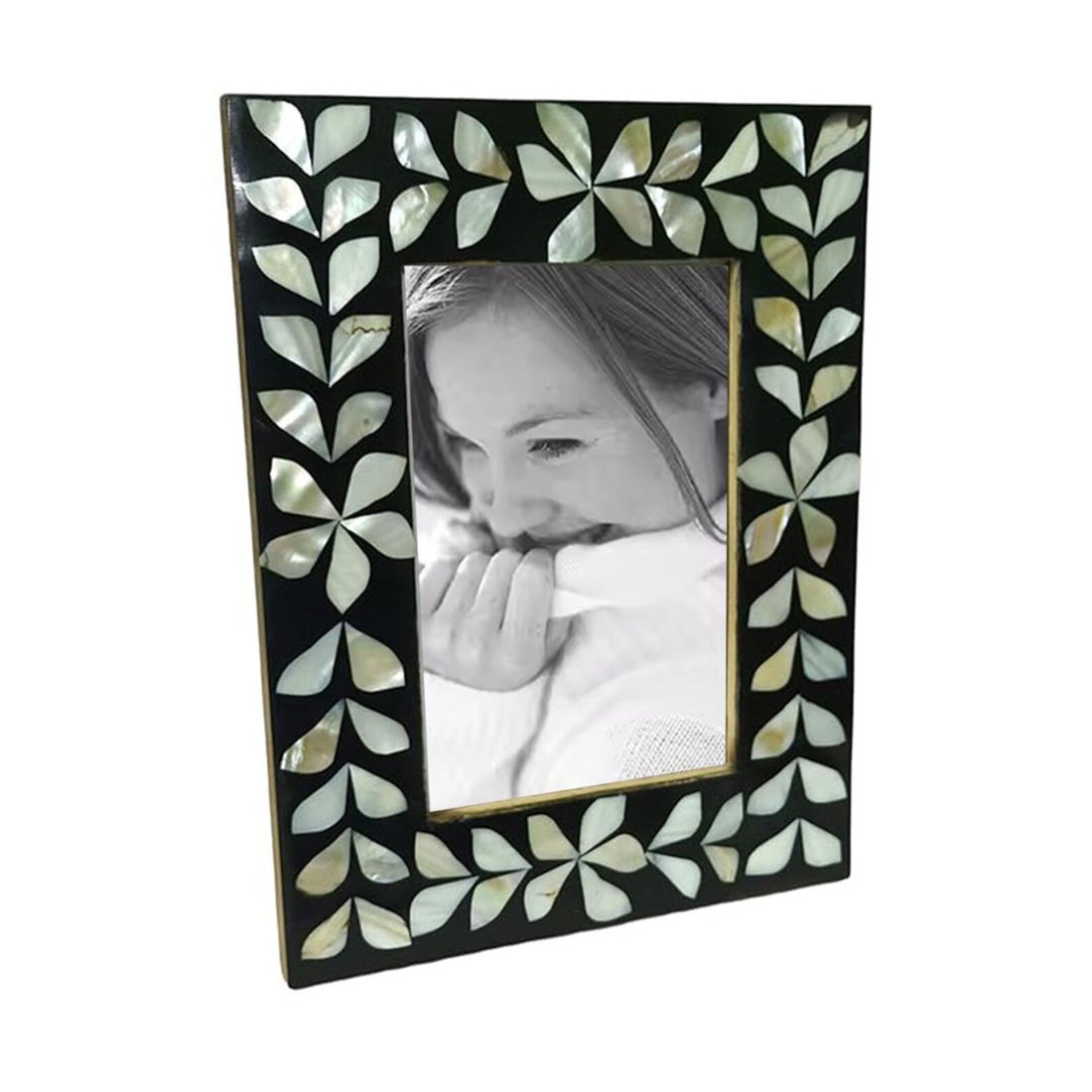 Beautiful Handmade Mother of Pearl Floral Pattern Photo Frame- Available in 20 Stunning Colors