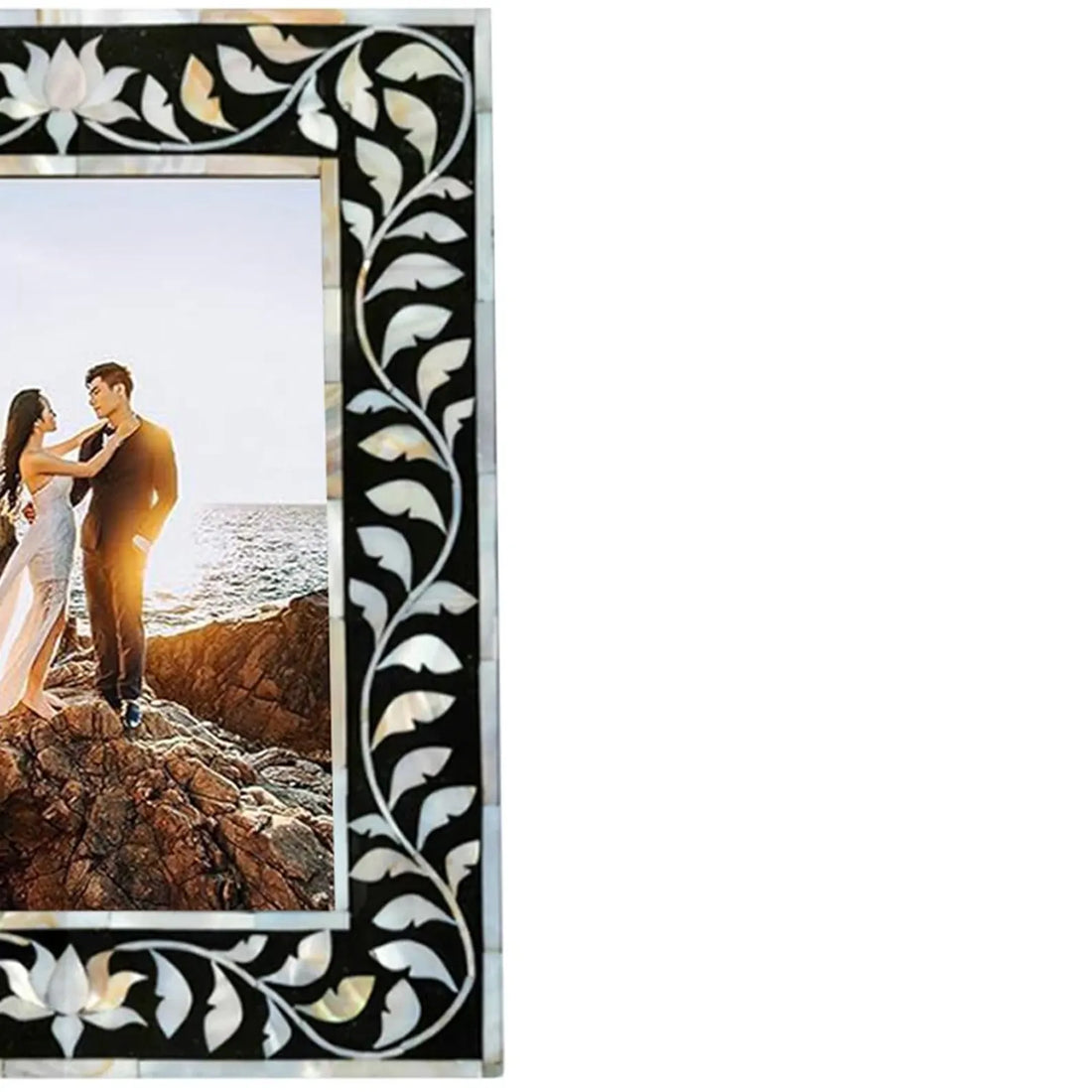 Beautiful Handmade Mother of Pearl Floral Pattern Photo Frame- Available in 20 Stunning Colors
