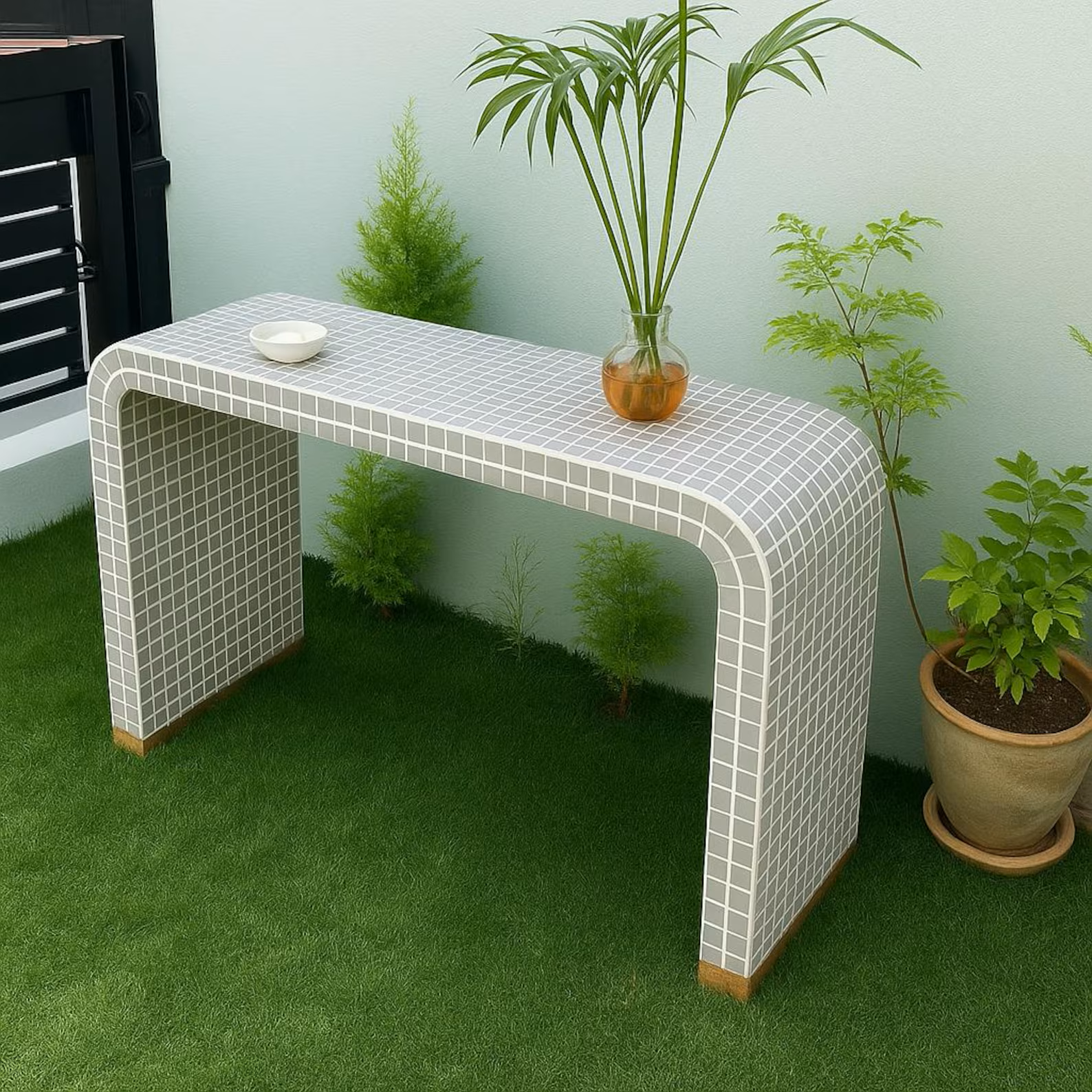 Beautiful Handmade Bone Inlay Waterfall Console table