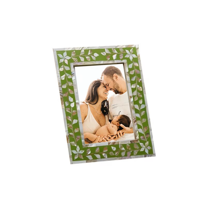 Beautiful Handmade Mother of Pearl Floral Pattern Photo Frame- Available in 20 Stunning Colors