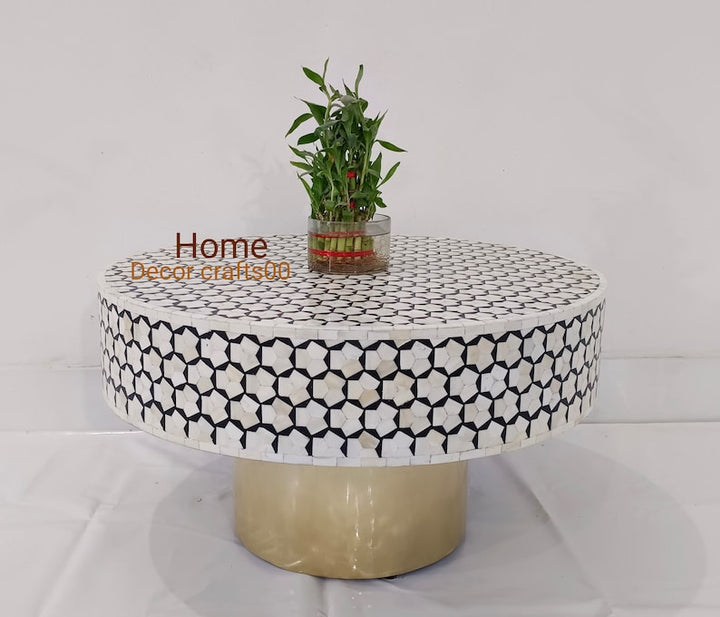 handmade Bone Inlay targua pattern Round Coffee Table, Bone Inlay Furniture, Bone inlay coffee table, home decor furniture, bone inlay table