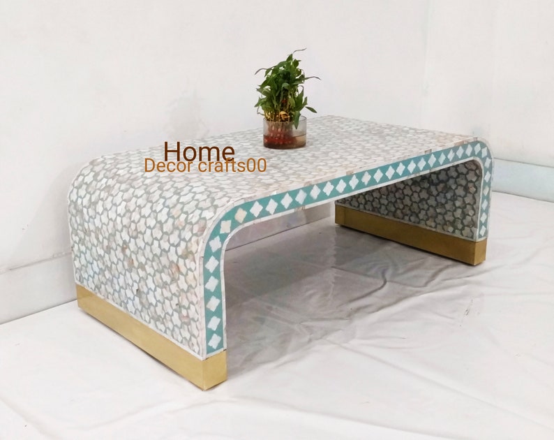 mother of pearl inlay targua pattern Coffee Table, mop inlay Coffee Table, MOP Centre Table ,living room Coffee table, bone inlay furniture,