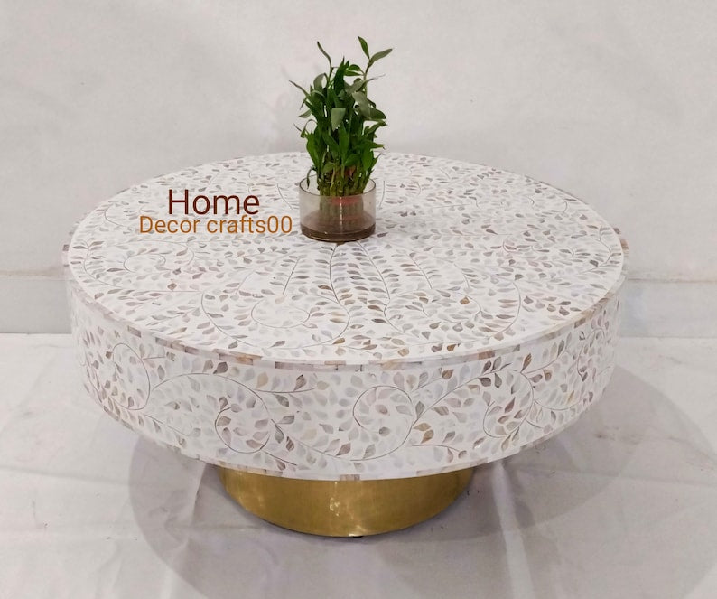 handmade Mother of Pearl Inlay Floral Design coffee Coffee, Mother of Pearl Inlay Center Table, Mop coffee tables, bone inlay furniture