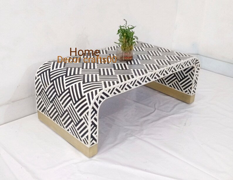New Handmade bone inlay U Coffee Table, bone inlay Coffee Table, bone inlay Centre Table, living room Coffee Table, bone inlay furniture,