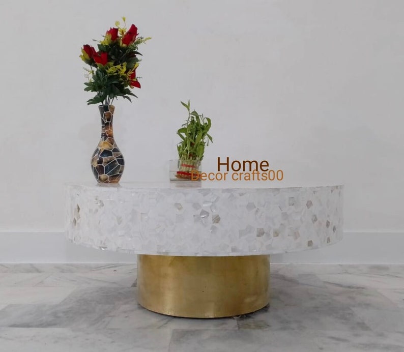 handmade Mother of Pearl Inlay targua Design Coffee Table, Mother of Pearl Inlay Center Table, living room furniture, bone inlay furniture