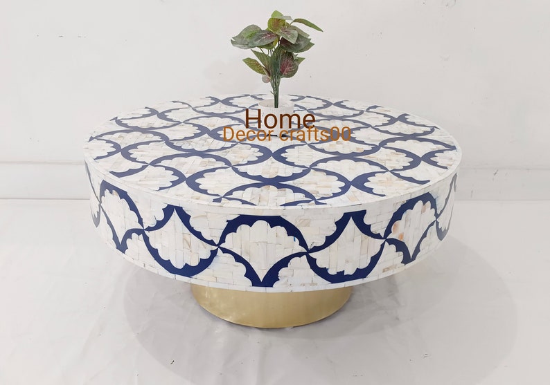 handmade Mother of Pearl Inlay  Coffee Table , Mother of Pearl Inlay Floral Design Center Table, living room furniture ,bone inlay furniture