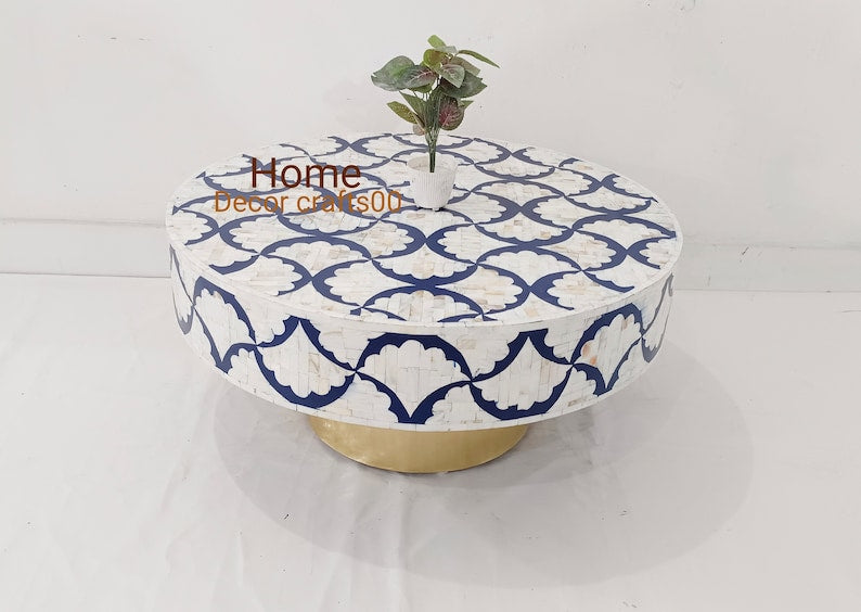 handmade Mother of Pearl Inlay  Coffee Table , Mother of Pearl Inlay Floral Design Center Table, living room furniture ,bone inlay furniture