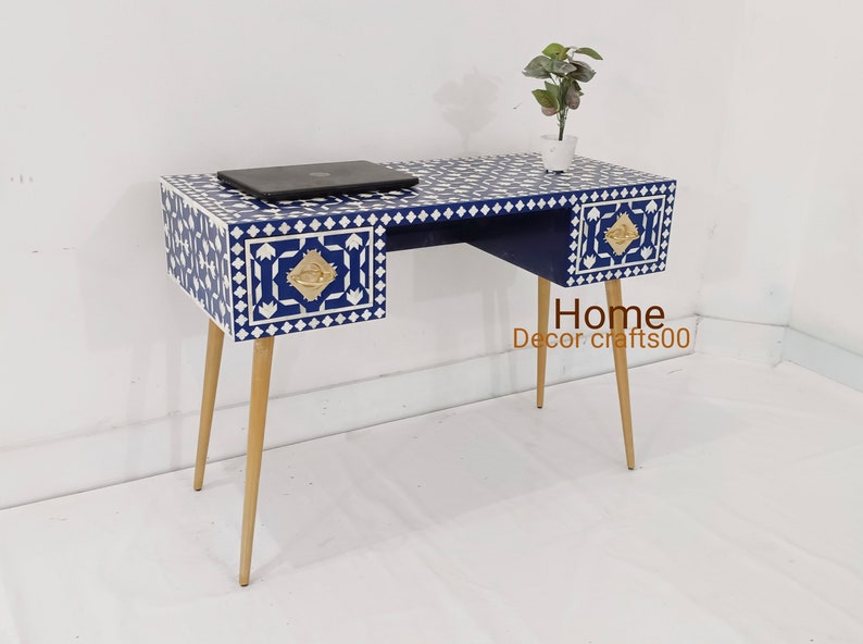 Handmade Bone inlay Work Desk, Bone inlay laptop table