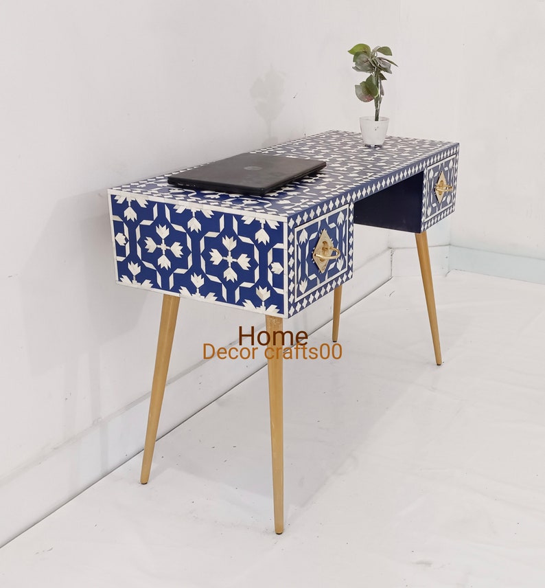 Handmade Bone inlay Work Desk, Bone inlay laptop table