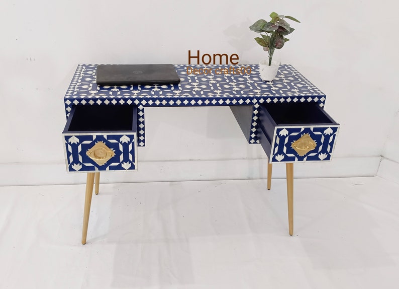 Handmade Bone inlay Work Desk, Bone inlay laptop table