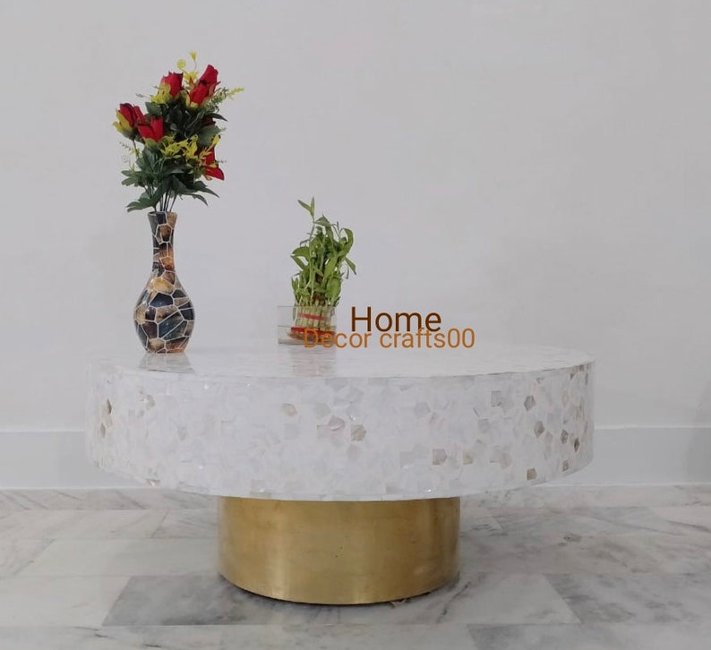 handmade Mother of Pearl Inlay targua Design Coffee Table, Mother of Pearl Inlay Center Table, living room furniture, bone inlay furniture