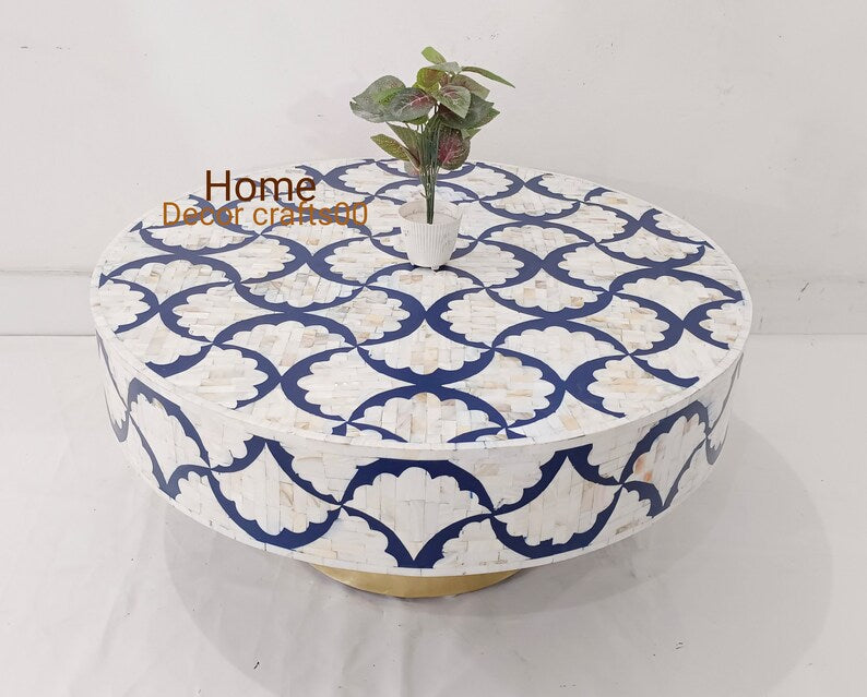 handmade Mother of Pearl Inlay  Coffee Table , Mother of Pearl Inlay Floral Design Center Table, living room furniture ,bone inlay furniture