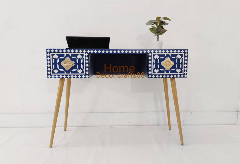Handmade Bone inlay Work Desk, Bone inlay laptop table