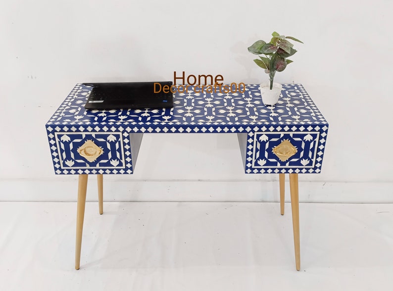 Handmade Bone inlay Work Desk, Bone inlay laptop table