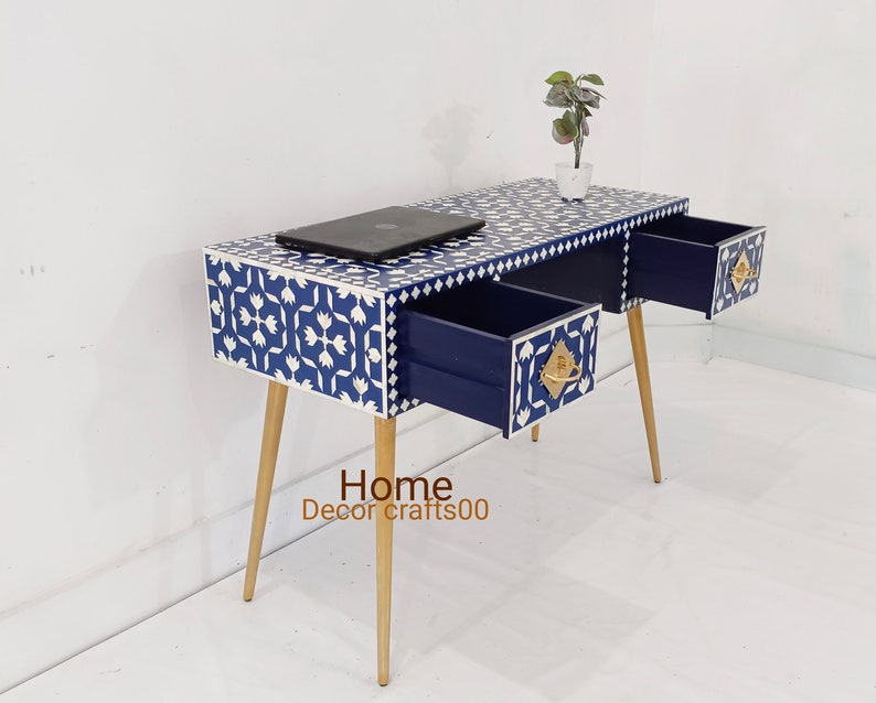 Handmade Bone inlay Work Desk, Bone inlay laptop table