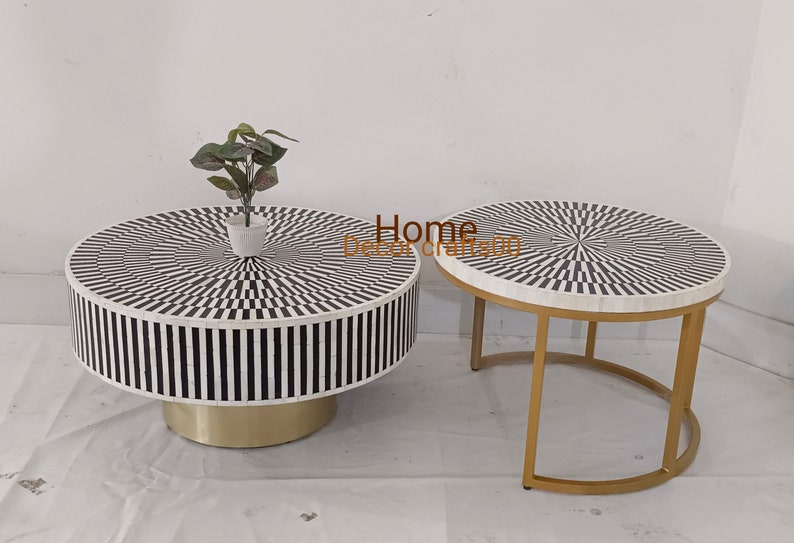 handmade Bone Inlay nesting Coffee Table, Bone Inlay Furniture, Set up 2 Bone inlay coffee table , home decor furniture, bone inlay table