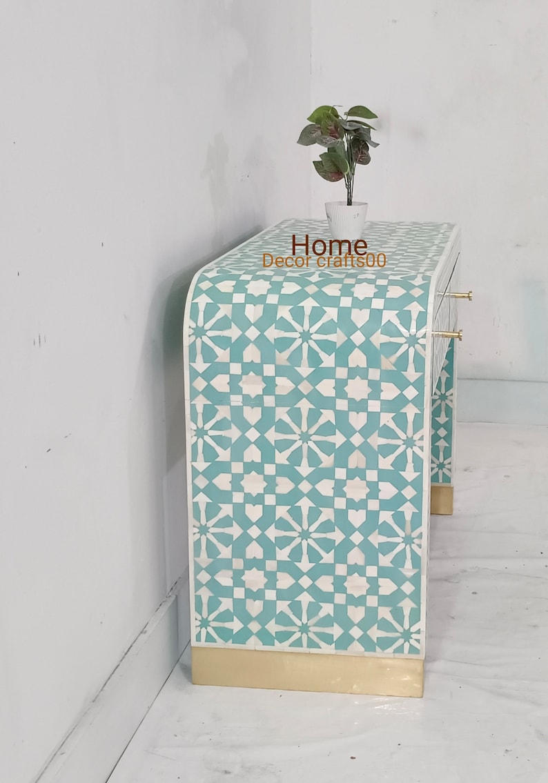 New Handmade bone inlay 2 Drawers U console table, bone inlay table, bone inlay furniture,