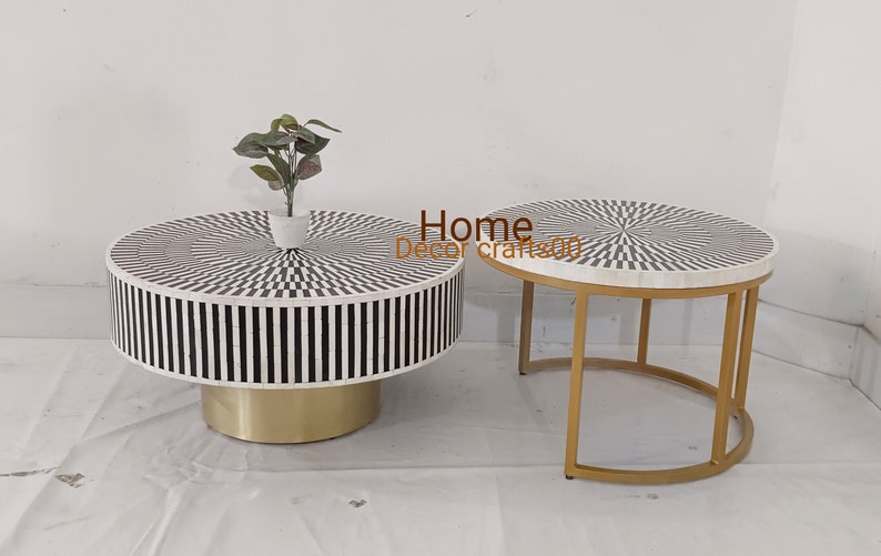 handmade Bone Inlay nesting Coffee Table, Bone Inlay Furniture, Set up 2 Bone inlay coffee table , home decor furniture, bone inlay table