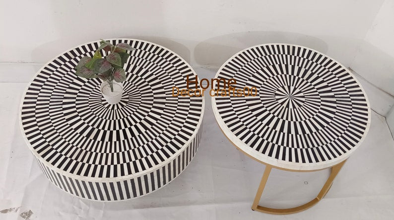 handmade Bone Inlay nesting Coffee Table, Bone Inlay Furniture, Set up 2 Bone inlay coffee table , home decor furniture, bone inlay table
