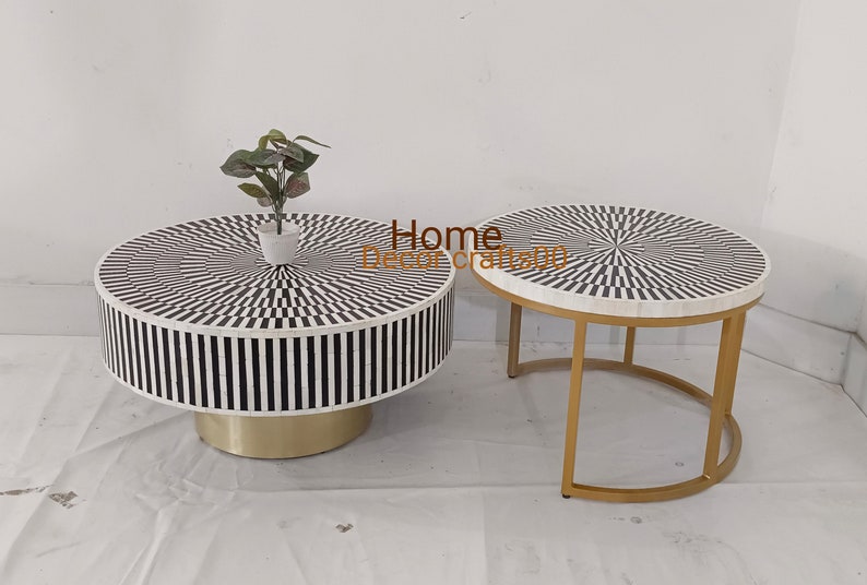 handmade Bone Inlay nesting Coffee Table, Bone Inlay Furniture, Set up 2 Bone inlay coffee table , home decor furniture, bone inlay table