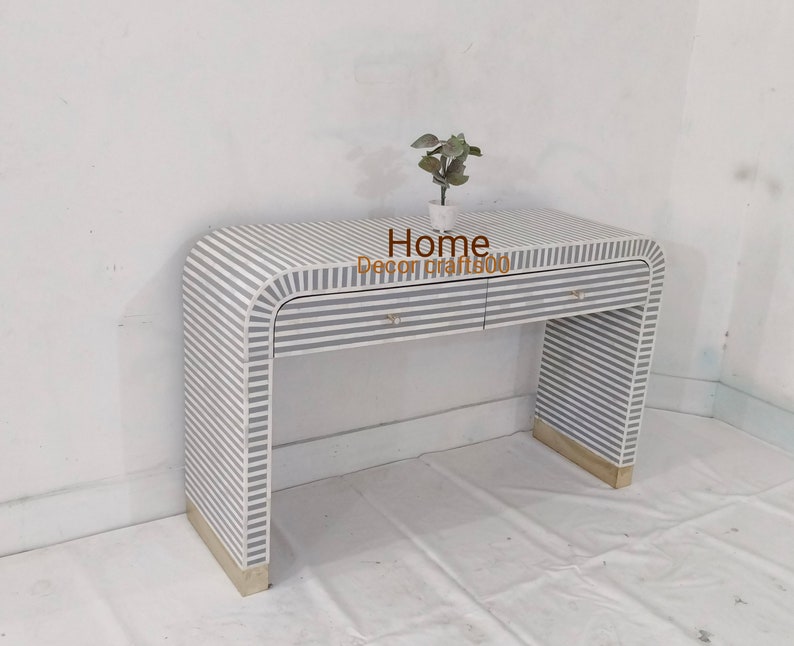 New Indian Handmade Bone Inlay 2 Drawers U console table, bone inlay table, bone inlay furniture,