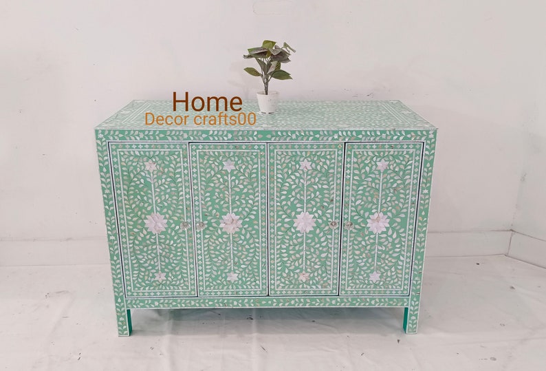 New handmade mother of pearl inlay 4 doors buffet, Dresser buffet, bone inlay furniture,