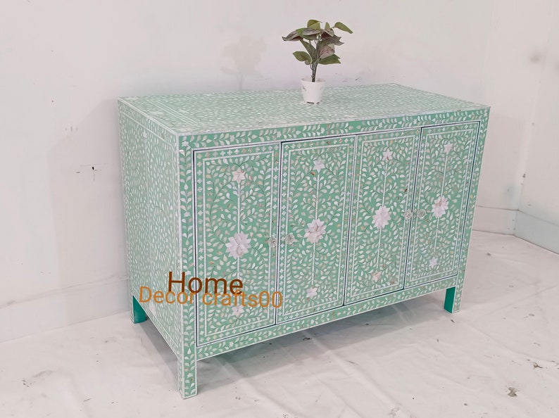 New handmade mother of pearl inlay 4 doors buffet, Dresser buffet, bone inlay furniture,
