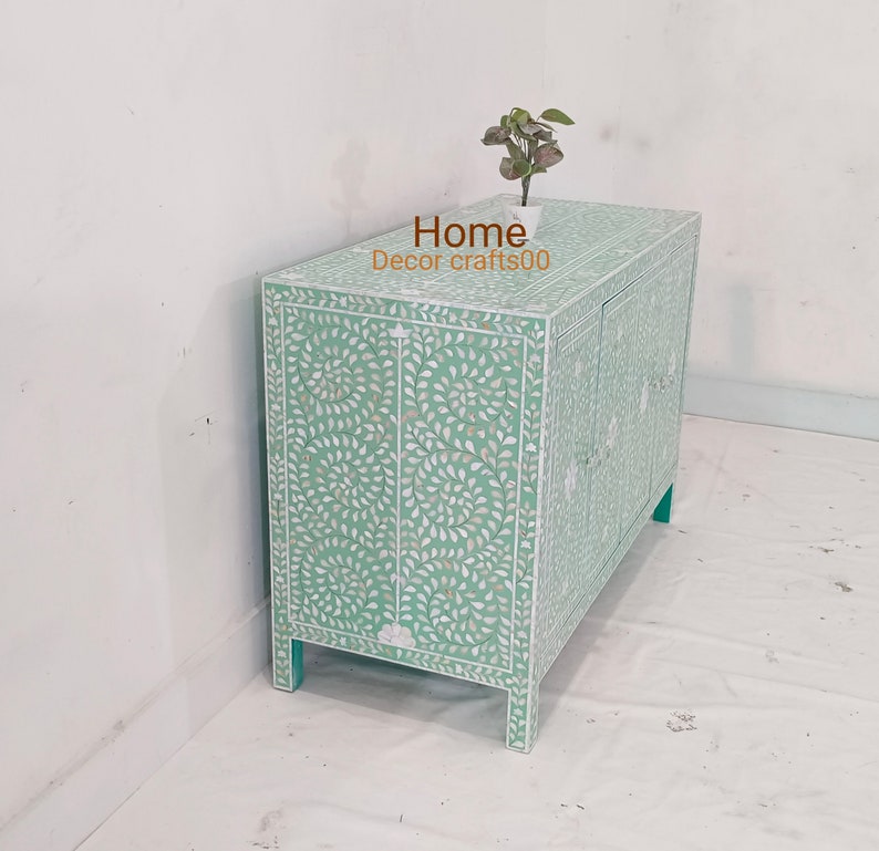 New handmade mother of pearl inlay 4 doors buffet, Dresser buffet, bone inlay furniture,