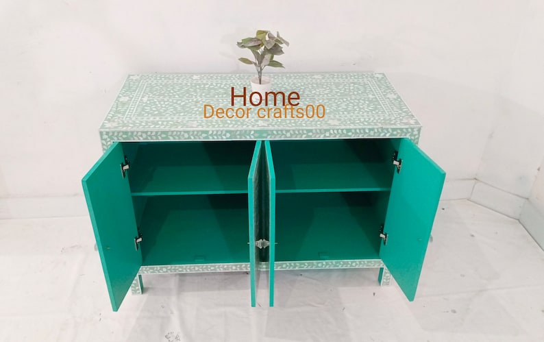 New handmade mother of pearl inlay 4 doors buffet, Dresser buffet, bone inlay furniture,