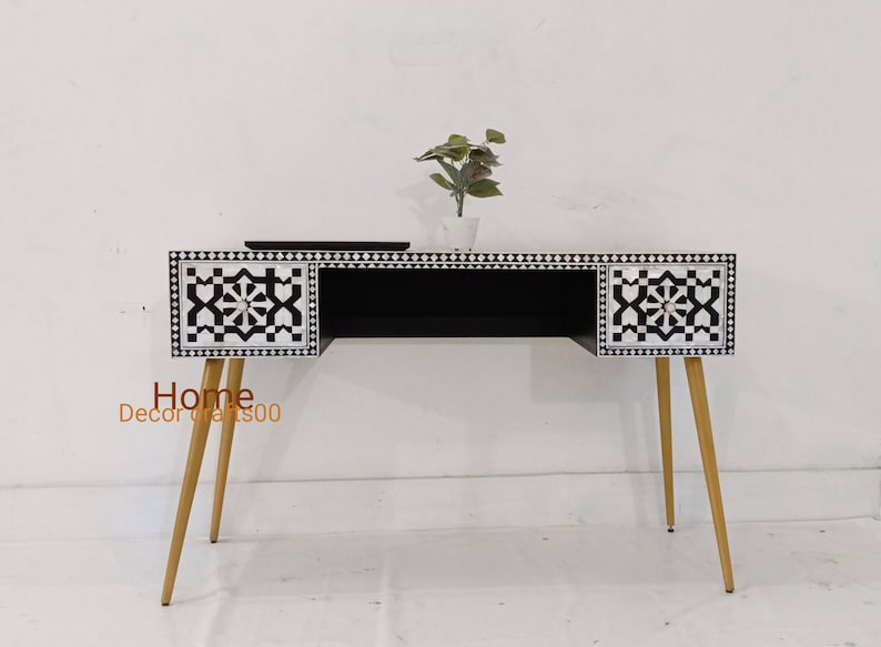 Handmade mother of pearl inlay Work Desk, mop laptop table, bone inlay furniture,