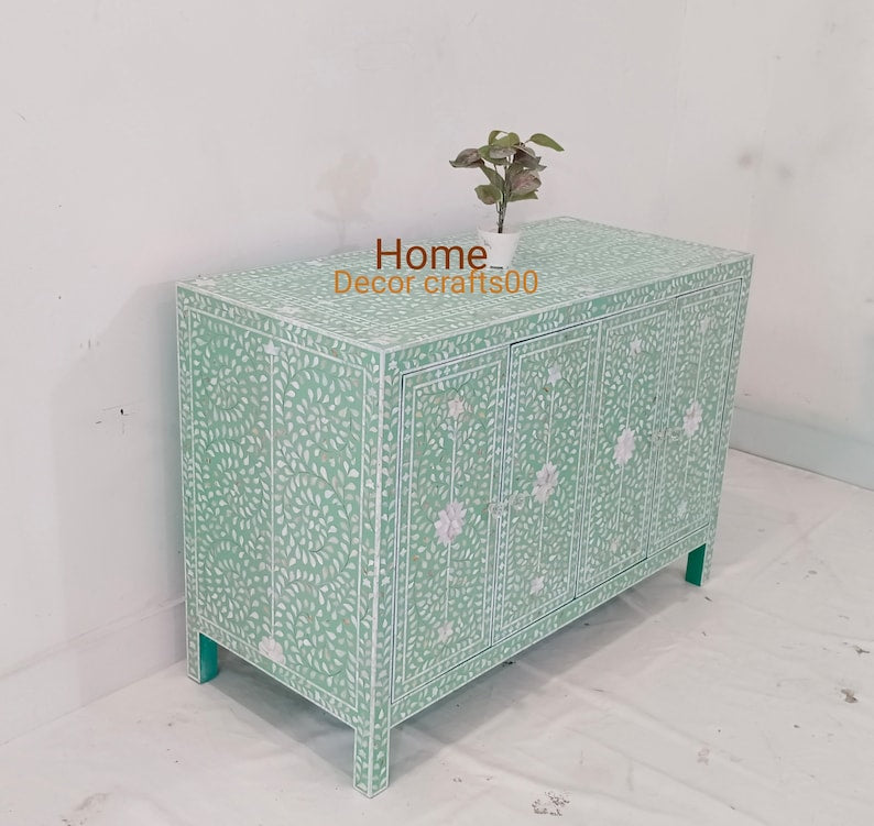 New handmade mother of pearl inlay 4 doors buffet, Dresser buffet, bone inlay furniture,