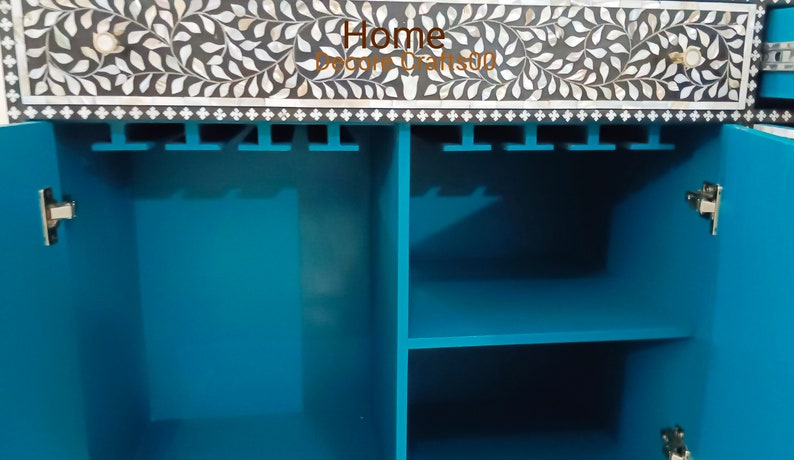 Indian handmade mother of pearl inlay floral  Design 2 Drawer 4 Door  Buffet chest, mop inlay furniture