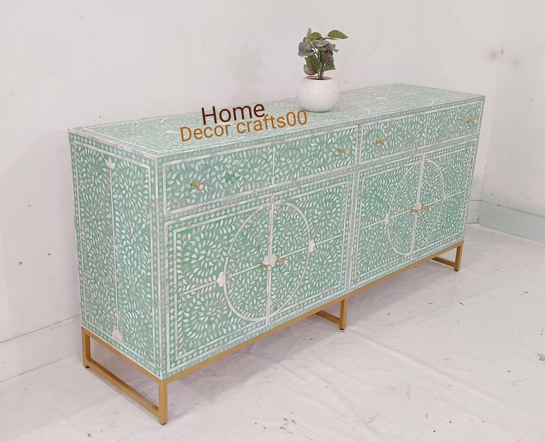 New Indian handmade mother of pearl inlay floral Design Buffet, mop inlay cabinet,