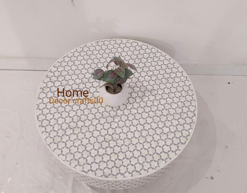 New Handmade Bone Inlay Targua pattern Round Coffee Table, bone inlay furniture