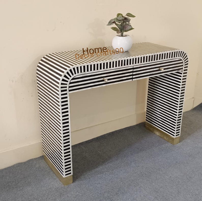 New Indian Handmade Bone Inlay 2 Drawers U console table , bone Inlay console, bone inlay furniture,