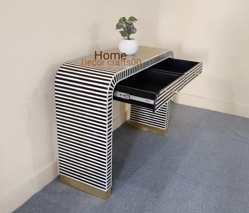 New Indian Handmade Bone Inlay 2 Drawers U console table , bone Inlay console, bone inlay furniture,