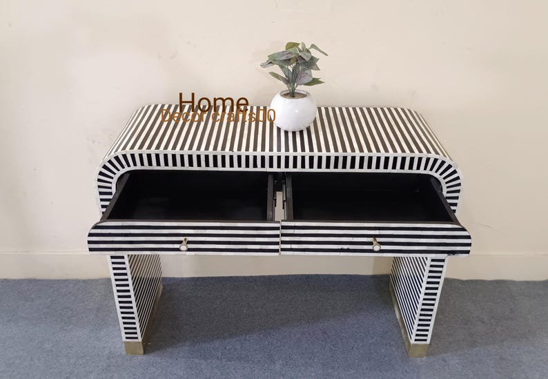 New Indian Handmade Bone Inlay 2 Drawers U console table , bone Inlay console, bone inlay furniture,