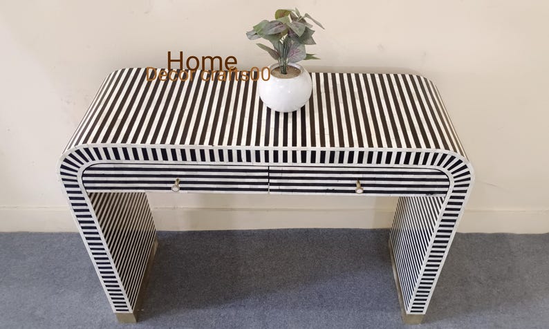 New Indian Handmade Bone Inlay 2 Drawers U console table , bone Inlay console, bone inlay furniture,