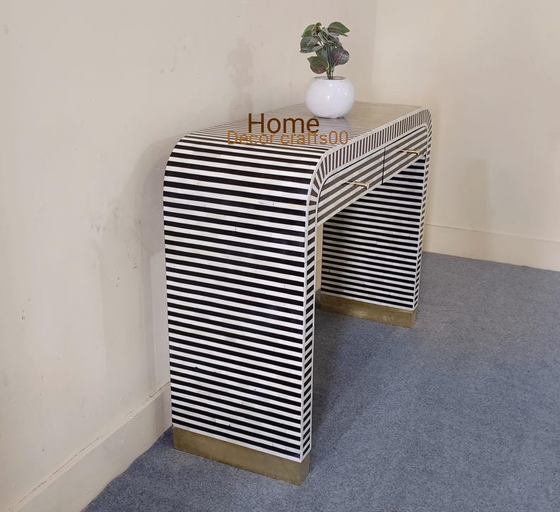 New Indian Handmade Bone Inlay 2 Drawers U console table , bone Inlay console, bone inlay furniture,