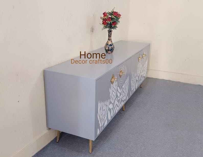 New Indian handmade Mother of Pearl inlay 4 Door Media Console, MOP inlay TV Unit