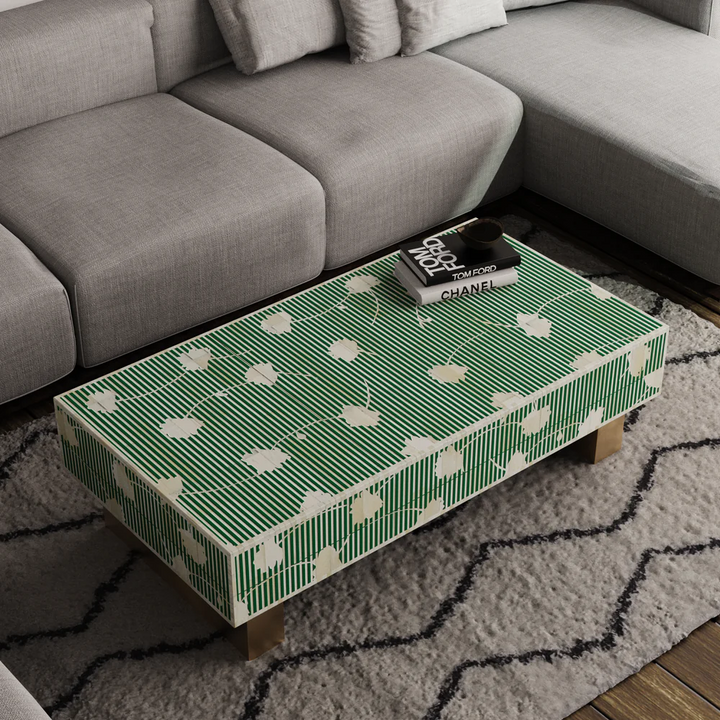 Inlay Luxom Rectangular Coffee Table - Floral Blossom ,bone inlay coffee table